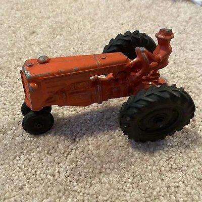 Vintage MM Minneapolis Moline Die Cast Metal Toy Tractor Red Farmer USA 5.25  L • $8.99