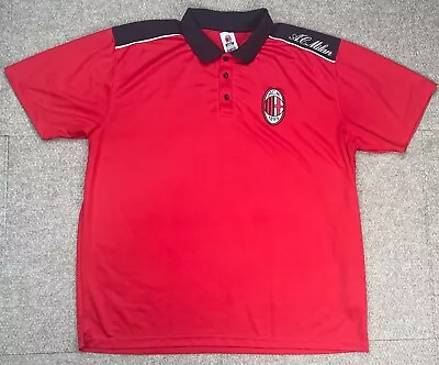 ACM Milan 1899 Soccer Team Men's Button Up Short Sleeve Polo Shirt Size XL • $26.99