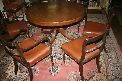 £540 • Buy Set Of 6 Antique Georgian Mahogany/ Leather Dining Chairs (2 Elbows) C1815
