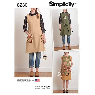 Simplicity Pattern 8230 Misses' Dottie Angel Reversible Apron Dress And Tabard • £12.60