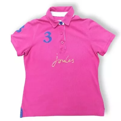 Joules Women's Polo UK 12 Pink 100% Cotton Short Sleeve Collared Basic • $15.16