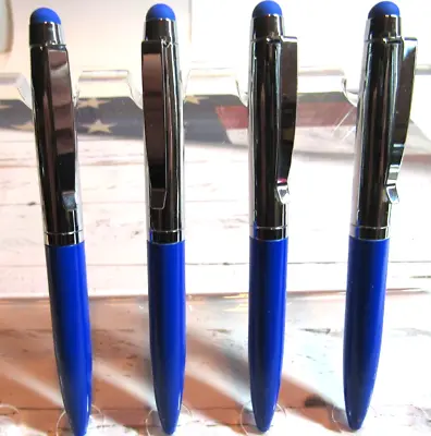 Set Of 4 Blue  Terzetti Mini Metal Pocket Ballpoint Pens+ Conductive Tips • $3.99