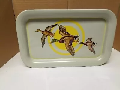 Vintage 14.25  Metal Serving Tray Mallard Duck • $9.99