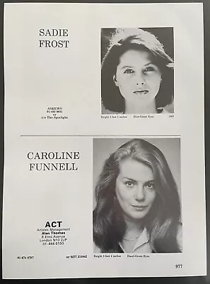 SADIE FROST Vintage 1984 Acting Agency Page • £5