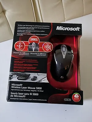 Microsoft Wireless Laser Mouse 5000 High Definition Black - NEW OPEN BOX • $59.99