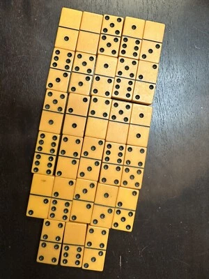 $24.99 • Buy Vintage Plastic Butterscotch Bakelite? 28 Domino Set Tile Dominoes Game