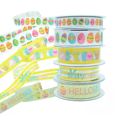Easter Ribbon - Chicks Bunnies Decorated Eggs - Event Decor Cakes Crafts • £3.29