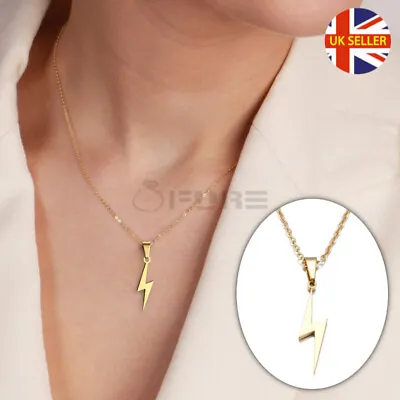 18ct Gold Plated Flash Lightning Bolt Pendant Choker Cool Charm Necklace Jewelry • £3.99