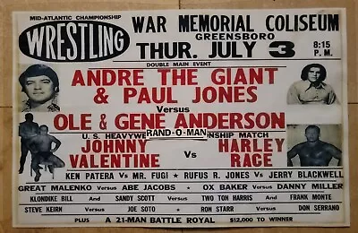 Mid-Atlantic Wrestling Poster Andre & Paul Jones Vs Ole & Gene Anderson  • $15.49