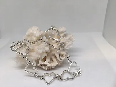 925 Sterling Silver Heart Bracelet. Valentines. Romance. Wedding. • $20