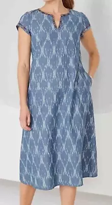 J. Jill Pure Jill Embroidered Ikat Dress Large--- Pockets • $32