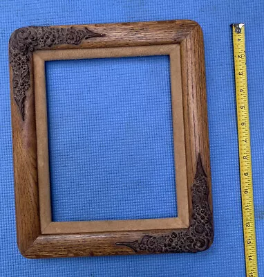 VTG 50s American Craftsman Wooden Picture Frame Ornate Bakelite Corners Art Deco • $9.99