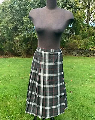 St.Michael UK Gray Tartan Plaid Wool Kilt Skirt Sz. 14 Hip 38” Waist England • $80