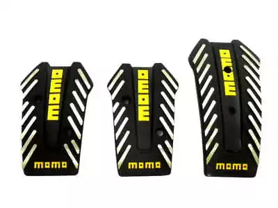 Momo Style Black Aluminum Non Slip Gas Brake Pedal Pad Covers Manual Car 3 PCS • $15.90