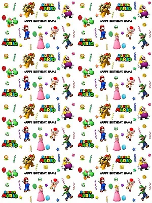 Super Mario Personalised Birthday Gift Wrapping Paper 3 Designs ADD NAME • £4.19