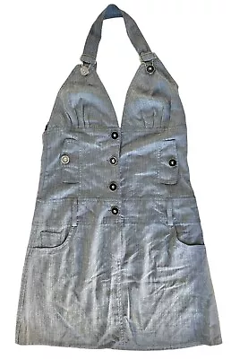 UPCHIC Women's Vintage Halter Dress Open Back Zip & Buttons Size S Gray Heather • $12.99