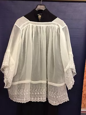 Vintage Old Catholic Priest Altar Servers White Surplice Nylon-sheer Lace. • $55.42