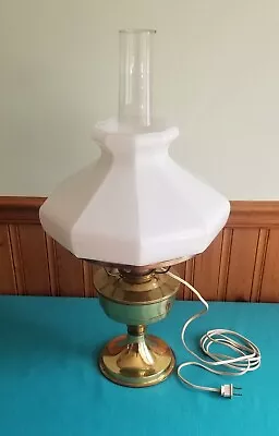 Vintage 24  Genuine Aladdin Oil Table Lamp Electrified White Milk Glass Shade  • $129.99