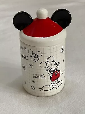 Disney Mickey Mouse Sketchbook Ceramic Small Canister Jar & Lid Christmas Santa • $34.99