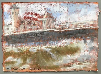 £9.99 • Buy Original Pastel Painting ‘Brighton Pier’ Impressionist Artwork Sketch Oil Framed