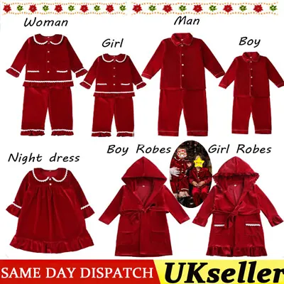 Kids Baby Christmas Pyjamas Xmas Velvet Nightgown Bathrobe Tops &Pants Sleepwear • £14.74