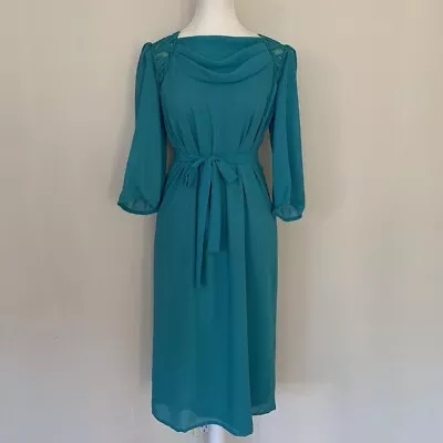 Size 8 - 10 Vintage Turquoise Midi Dress • $55