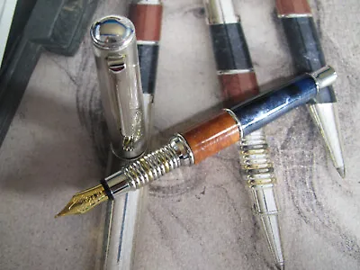 Marlen Velazquez Sterling Silver And Briarwood Fountain Pen M Steel Nib NearMint • $189.80