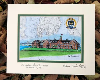 US Naval War College Art Print Luce Hall Navy Newport RI Graduation Alumni Gift • $25