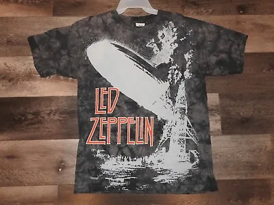 VTG 1989 Liquid Blue Led Zeppelin T-shirt Mens M BLIMP Concert Band Tee Tie Dye • $28.61