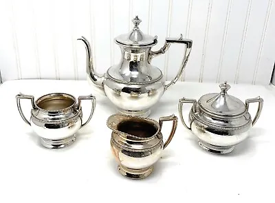 Antique Victor Silver Co. #2650 Silver Plate 4 Pc Teapot Set Quadruple Plate • $299