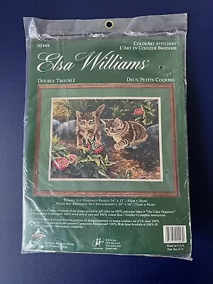 Elsa Williams Crewel Embroidery Kit Double Trouble Kittens Butterfly Floral Cat • $24.99