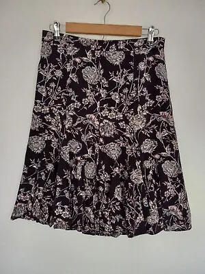 Talbots Skirt Petites 6P Peplum Hem Midi Floral Black Pink Lined Rayon Office • $8.49