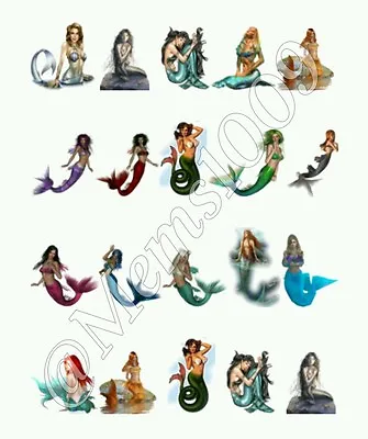 Mermaid Nail Decals Water Transfer Decals!  Mermaid Nail Art • $3.99