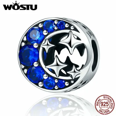 Wostu European 925 Sterling Silver CZ Star Moon Charms Beads Gift Party Women • $9.09