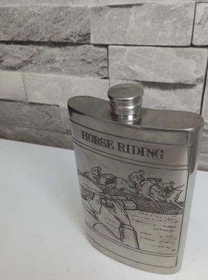 £14.99 • Buy Pewter Hip Flask Made In Sheffield England Traditional Horse Riding/Racing 15cms