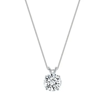 2.5 Ct Round Real 14K White Gold Created Diamond Solitaire Pendant 18  Necklace • $269.99