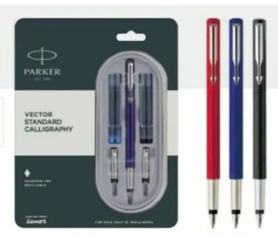 £16.45 • Buy Parker Vector Standard Calligraphy Fountain Pen With Stainless Steel Trim