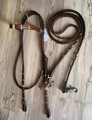 Vintage Western Bridle Reins Champion Turf Brow Band Rawhide Knots Horse Tack • $159