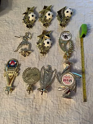 Vintage Lot Of 10 Soccer Trophy Parts Or Repair Wood Metal And Plastic Center #1 • $19.99