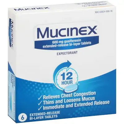 Mucinex 12-Hour Chest Congestion Expectorant Tablets 6 Count • $6.99