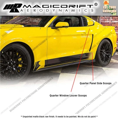 $75.55 • Buy For 15-19 Ford Mustang QUARTER PANEL SIDE SCOOPS + WINDOW LOUVER COVER Body Kit