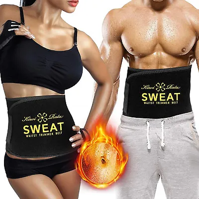 Men Women Sauna Sweat Waist Trainer Belts Cincher Stomach Fat Burner Body Shaper • £12.79