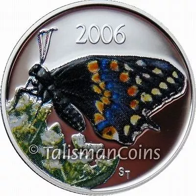 Canada 2006 Short-Tailed Swallowtail Butterfly 50 Cents Silver Proof In FULL OGP • $37.95