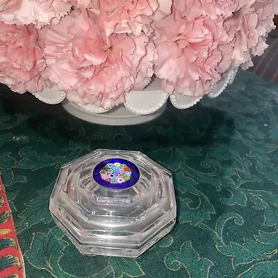 Vintage Italian Murano Vinciprova Octagonal Millefiori Art Glass Trinket Box 3  • $40