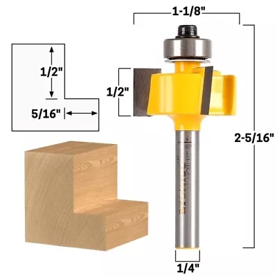 1/2  Height X 5/16  Depth Rabbet Router Bit - 1/4  Shank - Yonico 14702q • $19.95