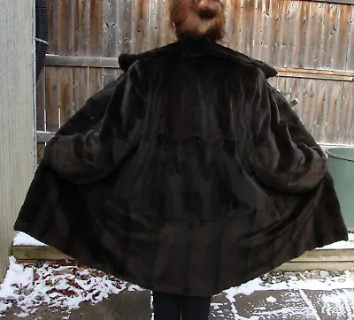 Sheared Coffee Mink Fur Coat STUNNING  L Full Skin Bonus Reversible • $565