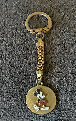 Rare Vintage Mickey Mouse Keychain Walt Disney Productions Medallion Bright EUC • $50