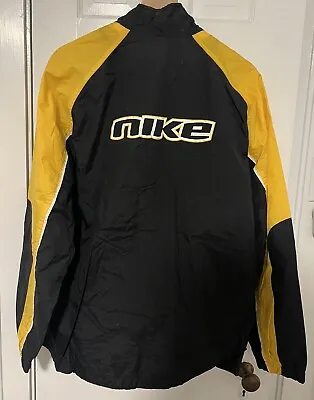 Vintage Nike Windbreaker Y2K L Yellow Black Unlined Rare Track Jacket • $40