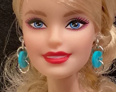 Handmade Barbie Mod Turquoise And Silver Earrings • $3.99