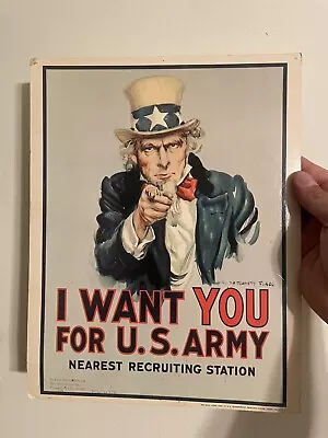 Vintage 1968 Vietnam Era Uncle Sam  I Want You  For U.S. Army Recruitment Poster • $19.99